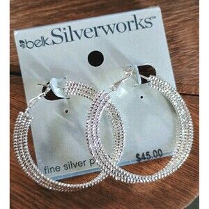 Belk Silverworks Silver Plated Twist Hoops New